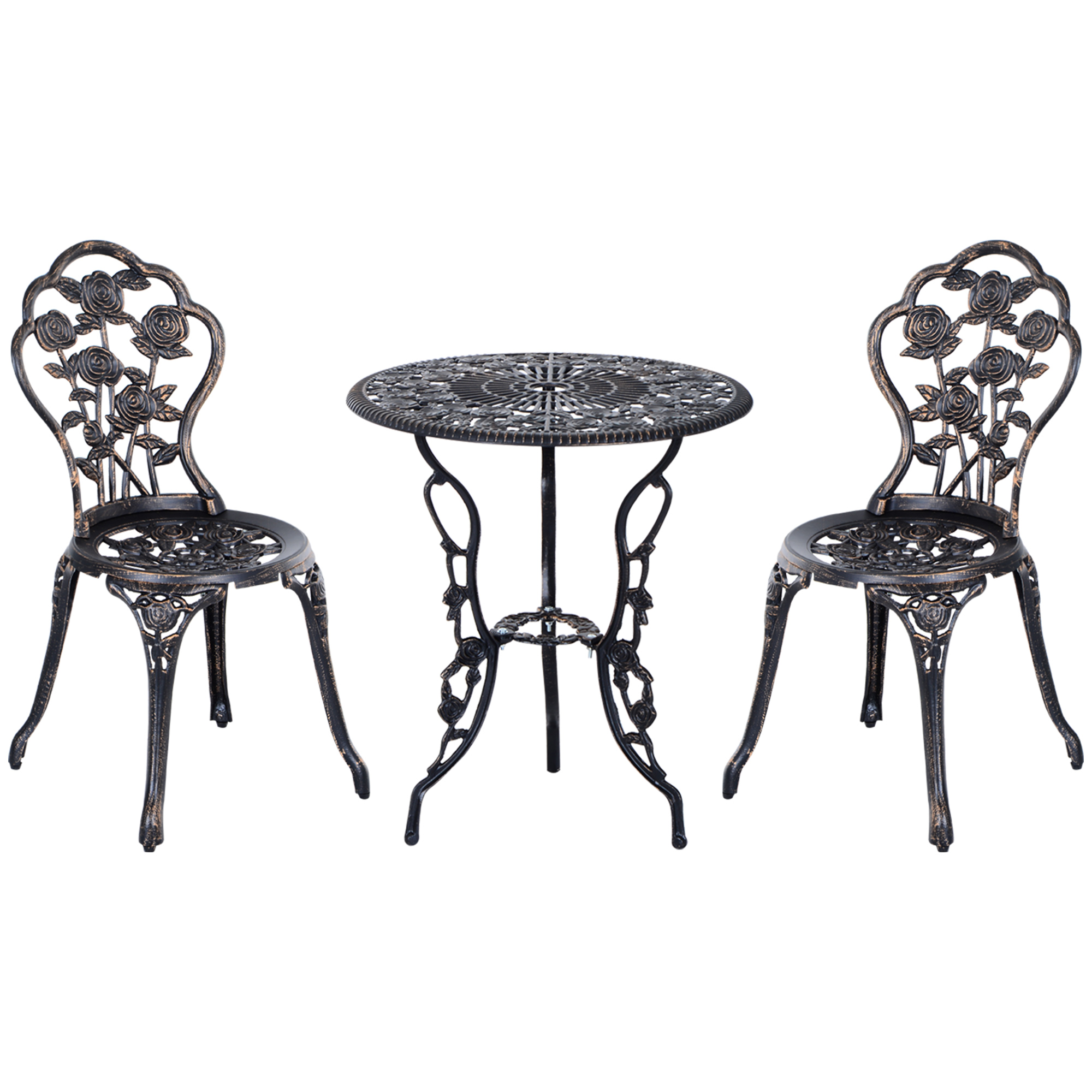Outsunny Gartenmöbel für 2 Personen Gartenset Sitzgruppe Balkonset Balkonmöbel Set Garnitur Tisch Stuhl Bronze