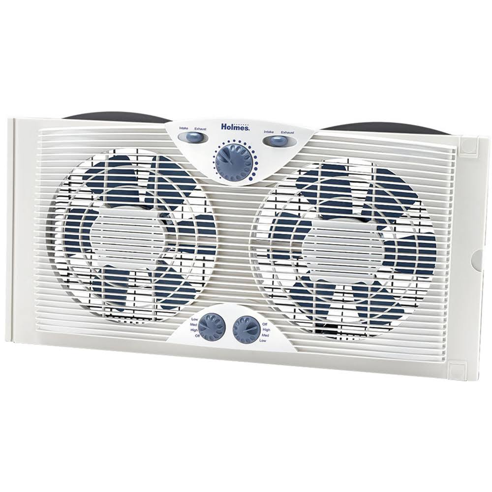 Holmes HAWF2041 Dual Blade Window Fan with Thermostat, 3 Speeds, Fits 24 37&prime;&prime; Windows, White