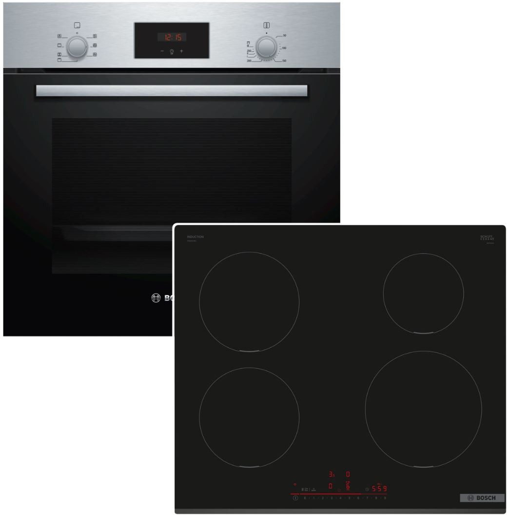 Backofen-Set Heissluft Induktionskochfeld HomeConnect DirectSelect 66 L Edelstahl
