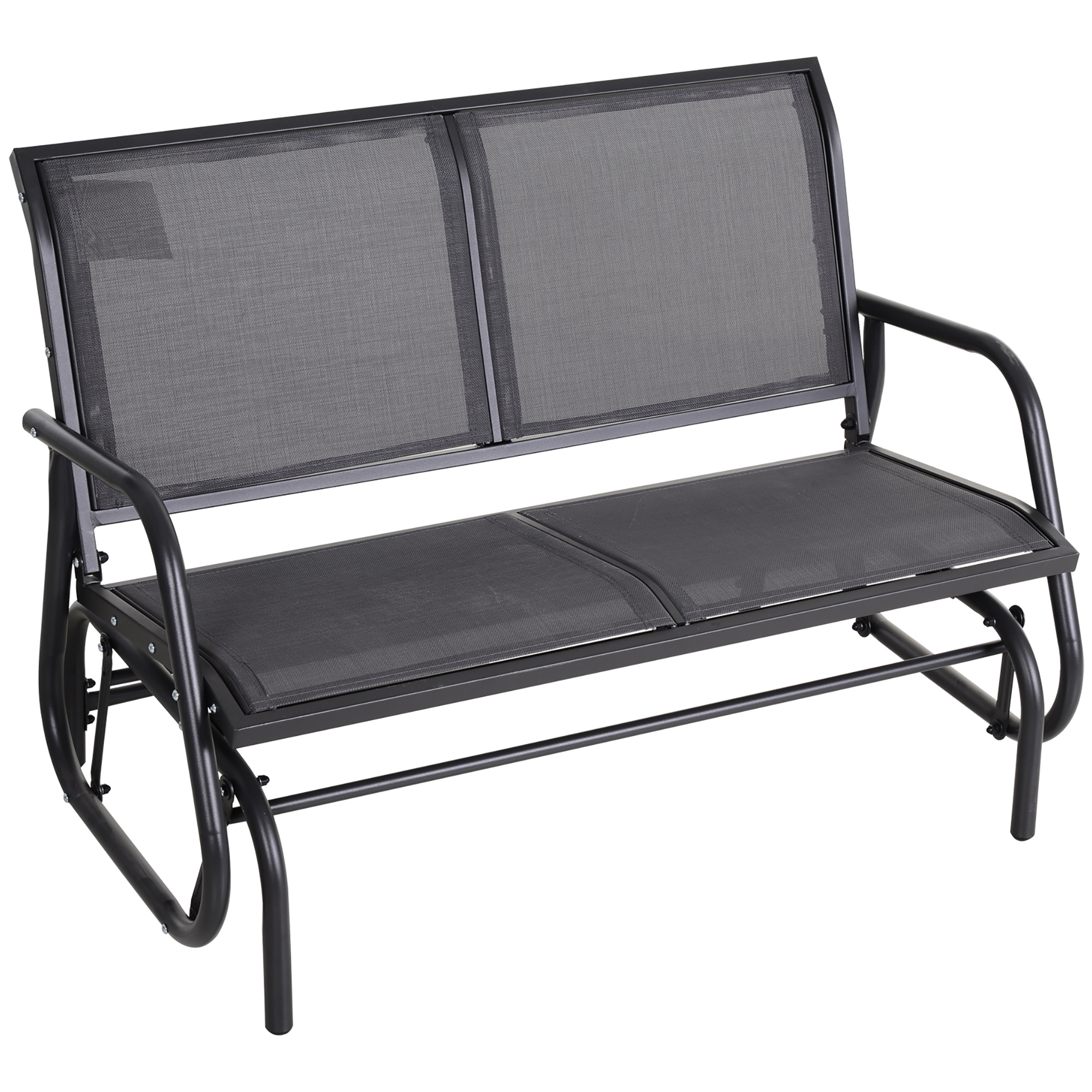 Outsunny 2-Sitzer Schaukelstuhl Gartenbank mit Schaukelmechanismus Gartenschaukel Sitzbank aus Metall Parkbank bis 200 kg belastbar Gartenmöbel für Garten, Terrasse, Veranda 120 x 70 x 85 cm Grau