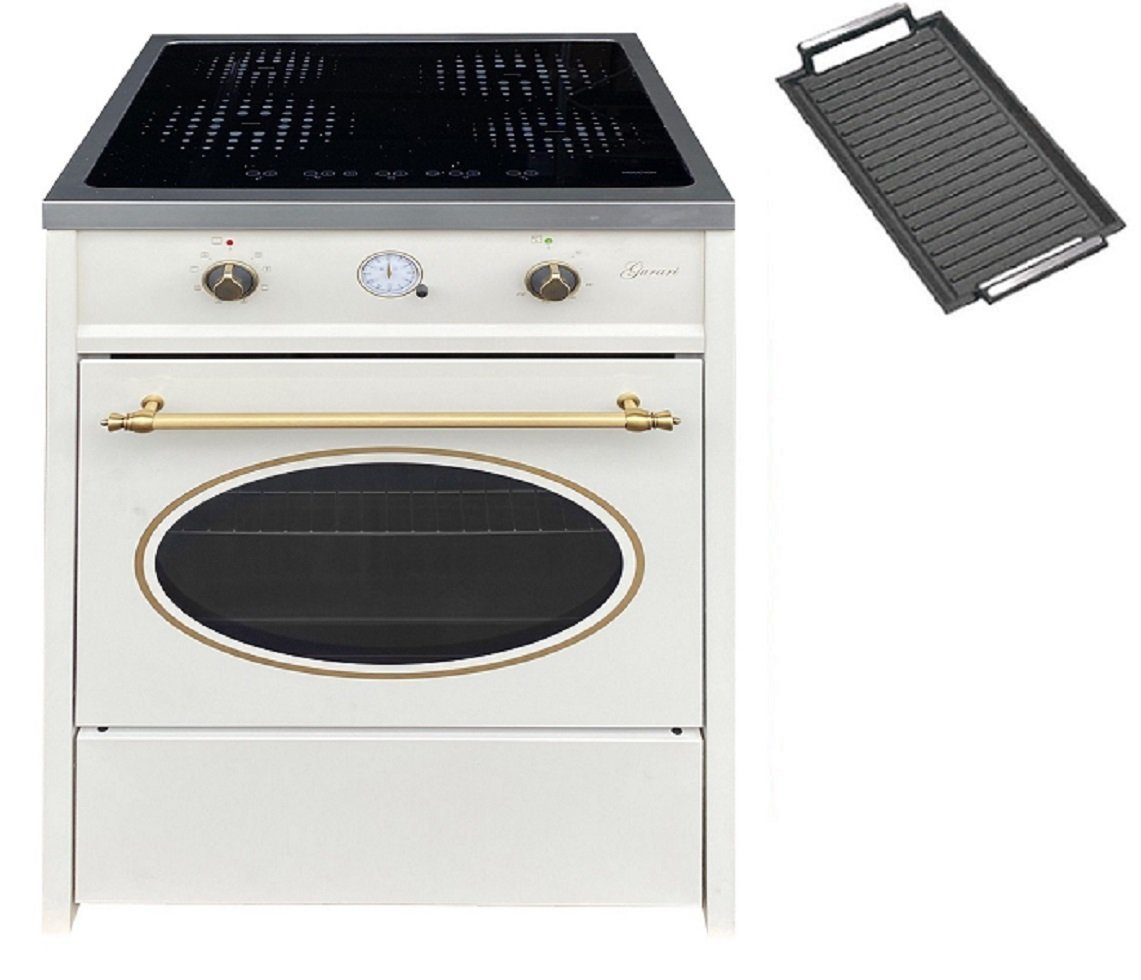 Induktions-Standherd 60 cm, 60 L Retro Range Coocker in Creme GCH E 612+Grillplatte, Standherd mit Induktionskochfeld