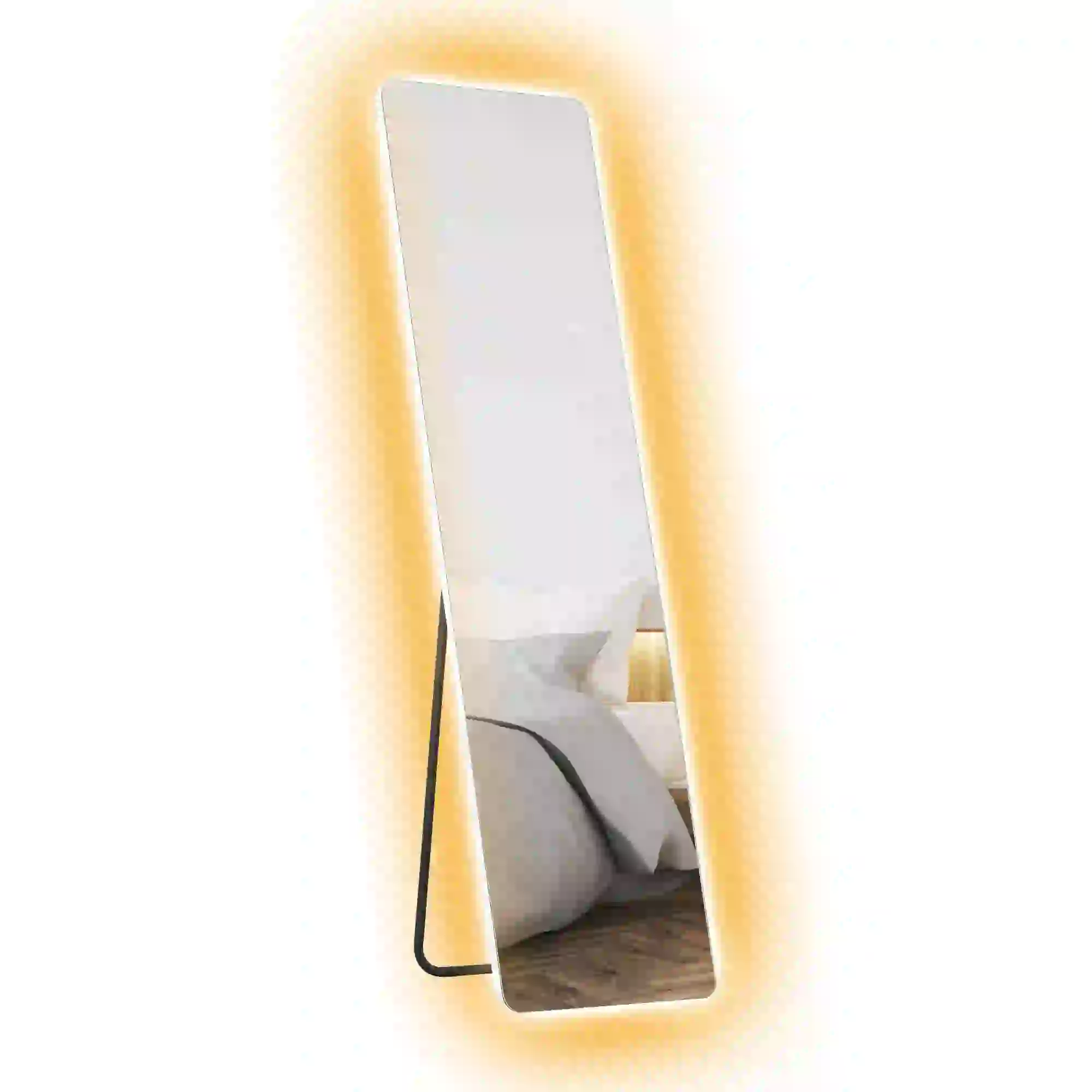 HOMCOM Standspiegel LED Touch dimmbar 3 Lichtfarben Ganzkörperspiegel