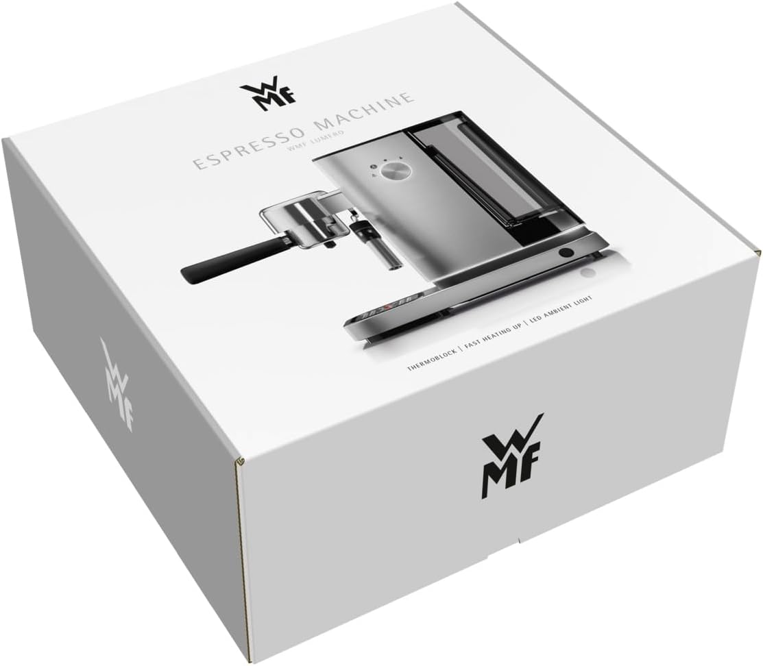 WMF Lumero Espressomaschine Siebträger 1400 Watt, Siebträgermaschine, 3 Einsätzen, für 1-2 Tassen Espresso, auch für Pads, 15 bar, Tassenabstellfläche, Milchaufschäumdüse, edelstahl matt
