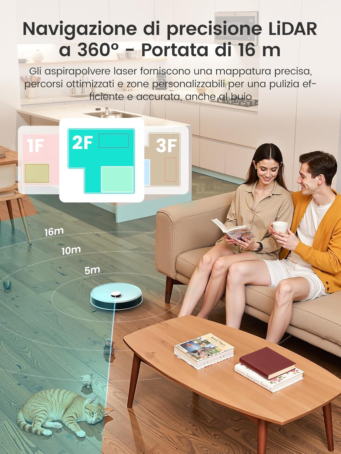 Lefant Robot Aspirapolvere con 2200Pa, Senza Grovigli,7,6cm Ultra Sottile,Autocaricante,Wi-Fi/App/Alexa,120 Minuti,6 Modalit脿 di Pulizia,Ideale per Peli di Animali Domestici,Pavimenti Duri M210-Pro