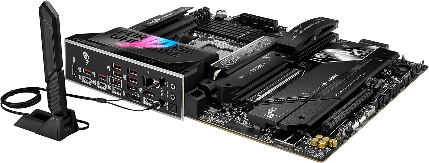 ROG Strix X870E-E Gaming WiFi Scheda madre AMD, 18+2+2 stadi di alimentazione, slot DDR5, cinque slot M.2, PCIe 5.0, GPU di nuova generazione, WiFi 7, USB 20G con PD 3.0 fino a 30W, Aura Sync