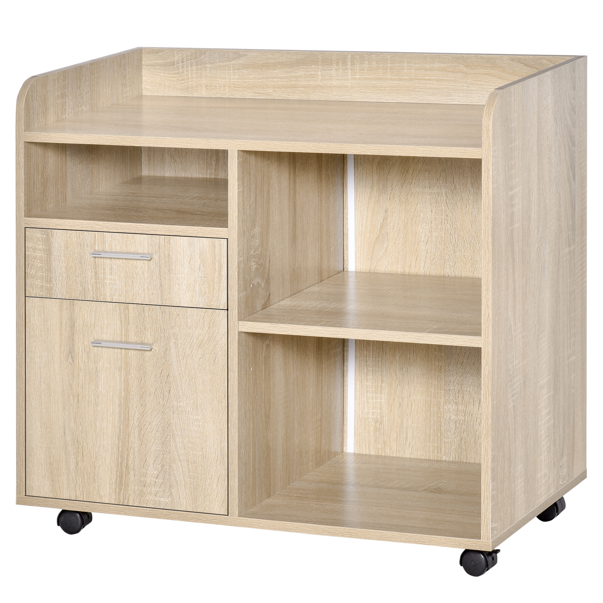 Vinsetto Druckerständer - Rollender Büroorganisator - Maße 80l x 40B x 72H cm aus hellem Eichenholz