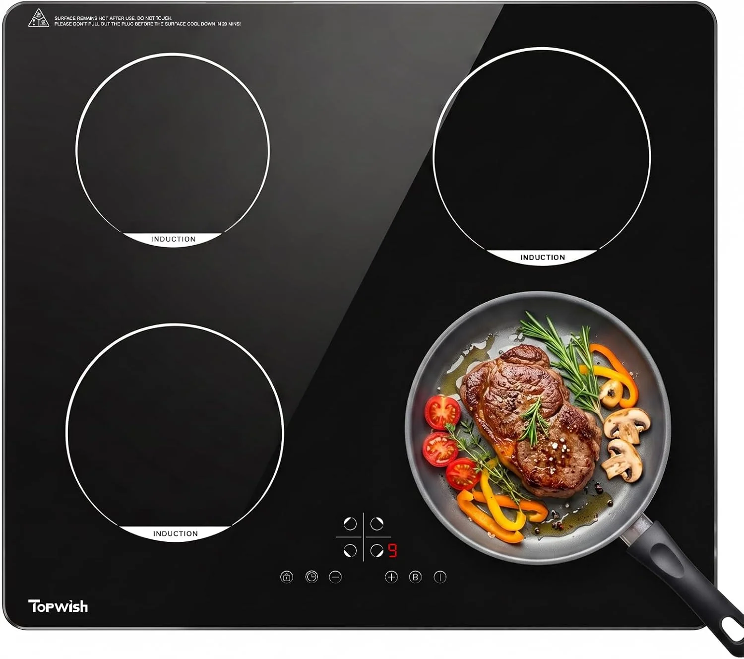 Induktionskochfeld 60cm, 7200W, Induktionskochfeld 4 platten eiubau