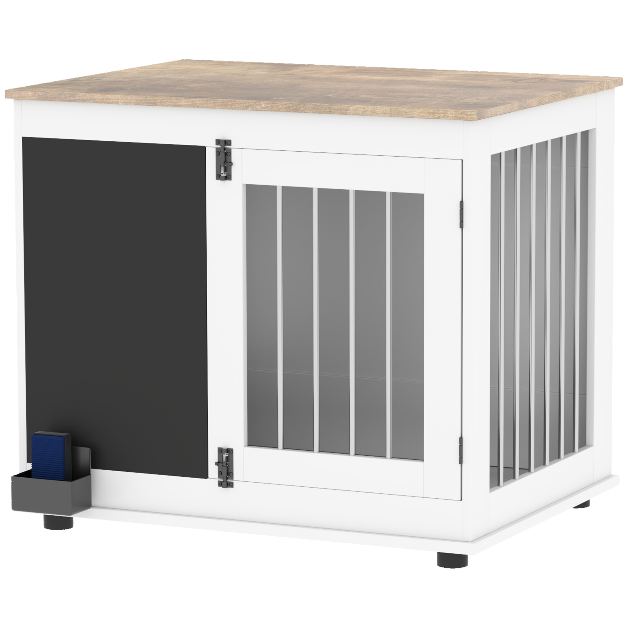 PawHut Hundekäfig Innenhundekäfig mit 3 Türen Tafel für mittelgroße Hunde 20 kg, 80 x 60 x 70 cm weiß