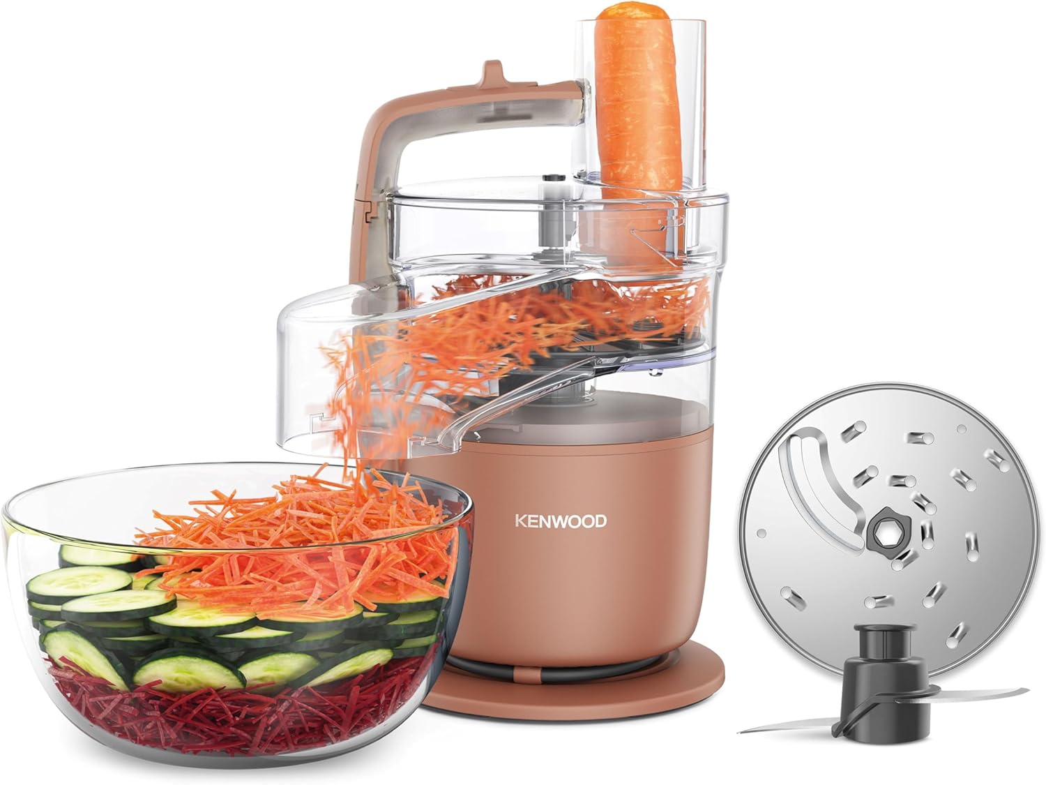 Kenwood MultiPro Go FDP22.130GY Robot Kitchen Chopper, Electric Vegetable Cutter for Chopping, Cutting, Grating, and Kneading with Express Serve Accessory, Bowl 1.3L, 650W
