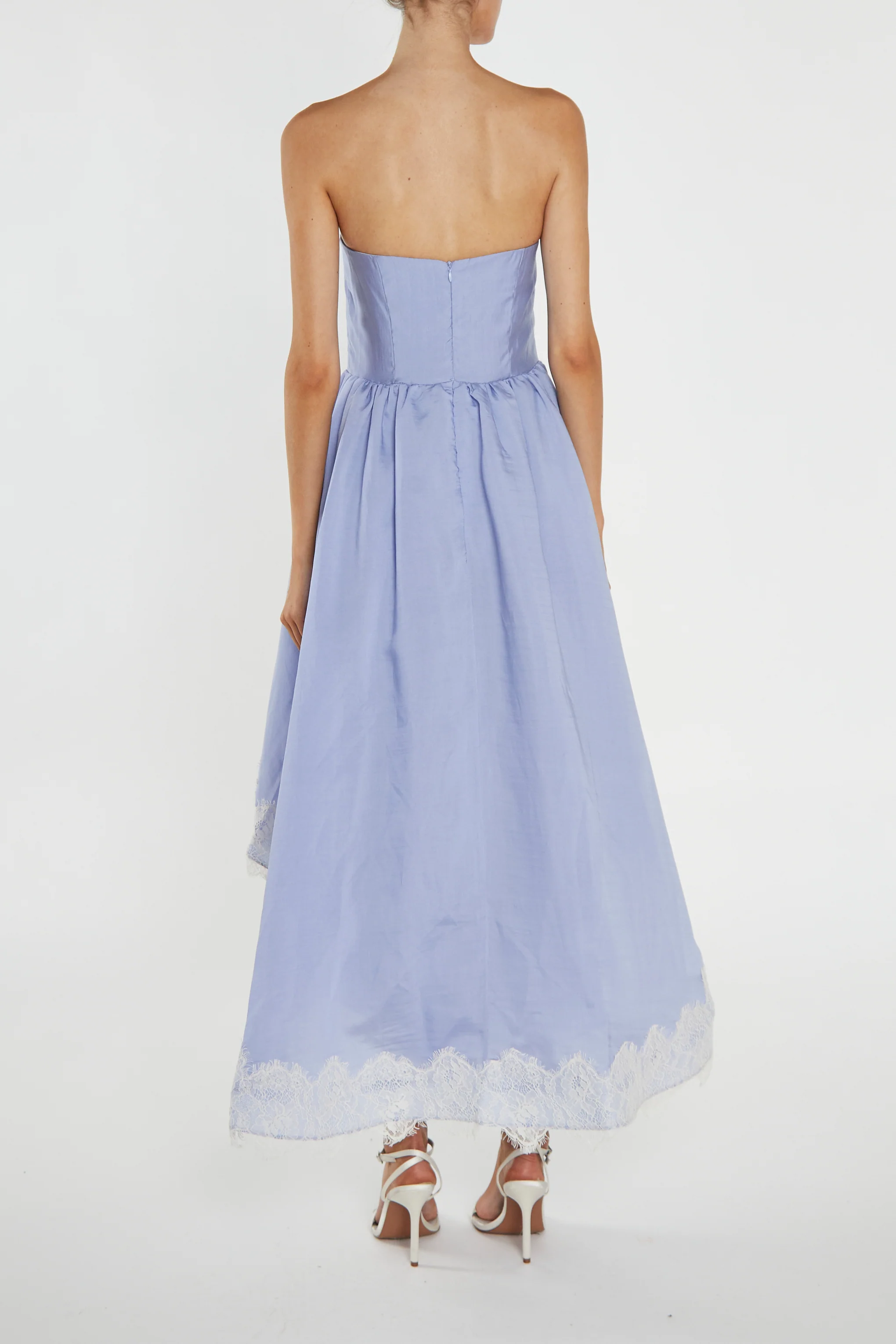 Palmer Cornflower-Blue Strapless Hi-Low Dress