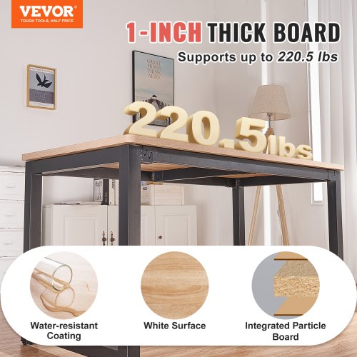 VEVOR Tischplatte 25mm Spanplatte 1400x700mm Holzplatte P2-Material melaminharzbeschichtet Spanholzplatte abgerundete Ecke Schreibtischplatte Ideal für Werkbank Reparaturwerkbank Bürotisch Esstisch