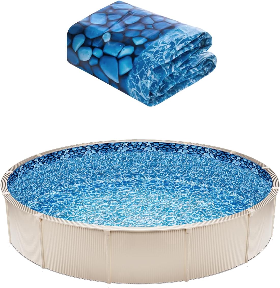 VEVOR 24-ft Round Above Ground Pool Liner  Overlap Pool Liners  Standard Gauge Vinyl  48-to-54inch Wall Height  Designed for Steel Sided Above-Ground Swimming Pools