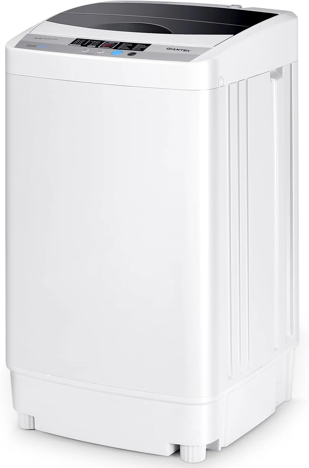 COSTWAY Waschmaschine, 50×50×85 cm, 4,5KG, 310 W, Weiß/Schwarz, Toplader Waschvollautomat mit Pump, Schleuder, Display