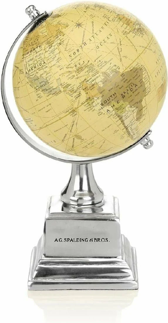 Fermacarte Spalding & Bros mini globo vintage in fusione d'alluminio 862845U828