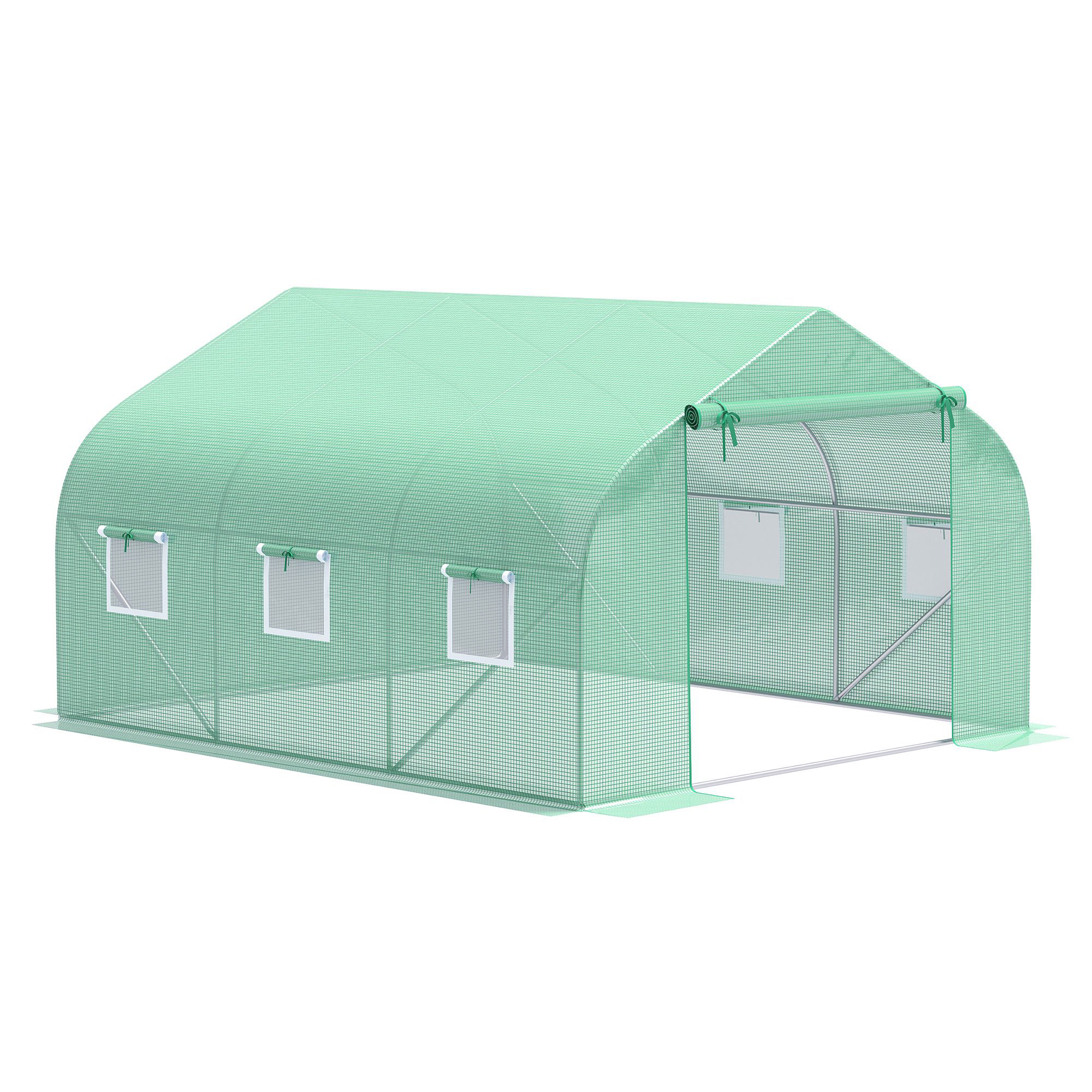 Outsunny Folien Gewächshaus Foliengewächshaus Treibhaus Frühbeet Pflanzenhaus Tomatenhaus Giebeldach  350L × 300B × 200H cm