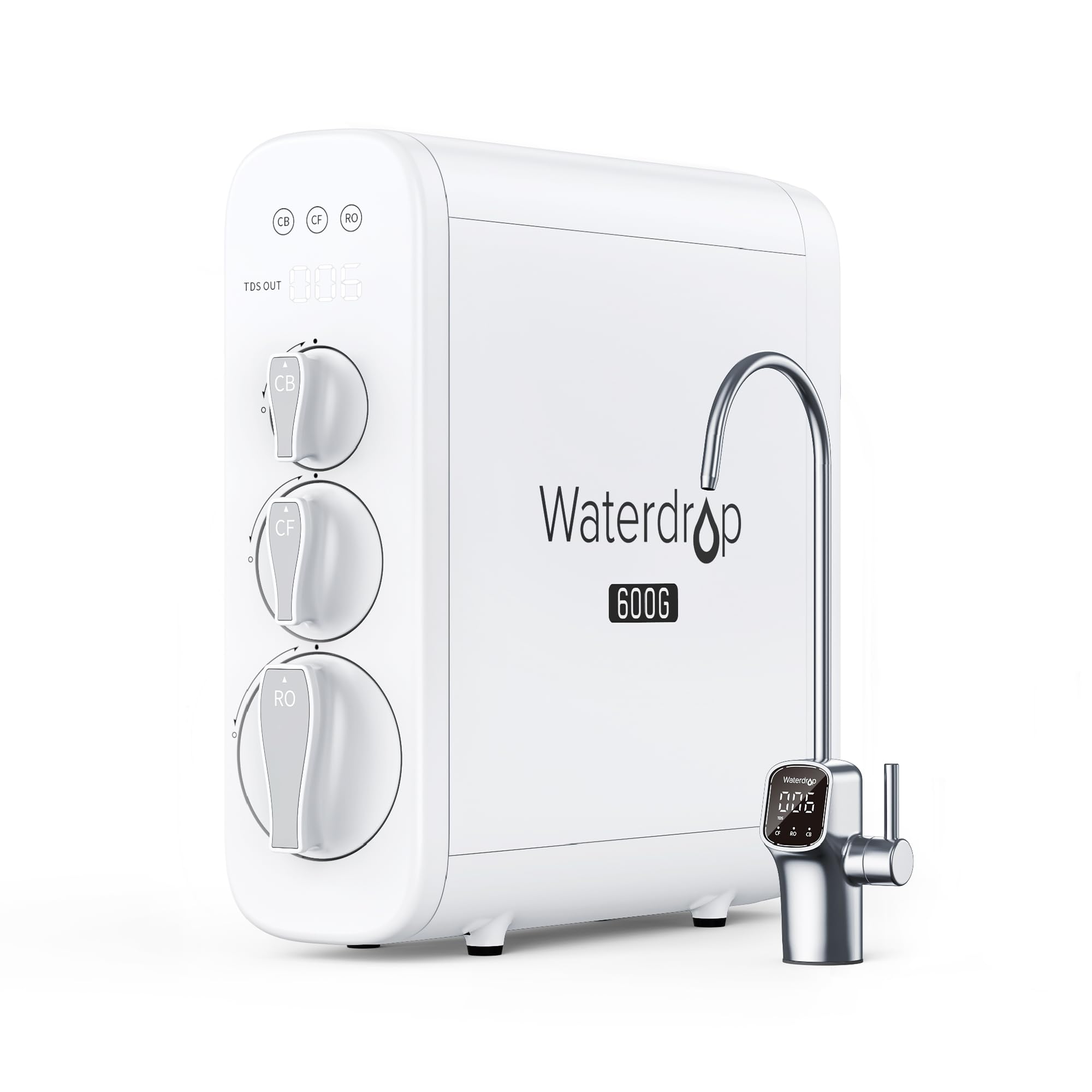 Waterdrop G3P600 Umkehrosmoseanlage 600 GPD tanklos mit intelligentem LED Wasserhahn für sauberes Trinkwasser