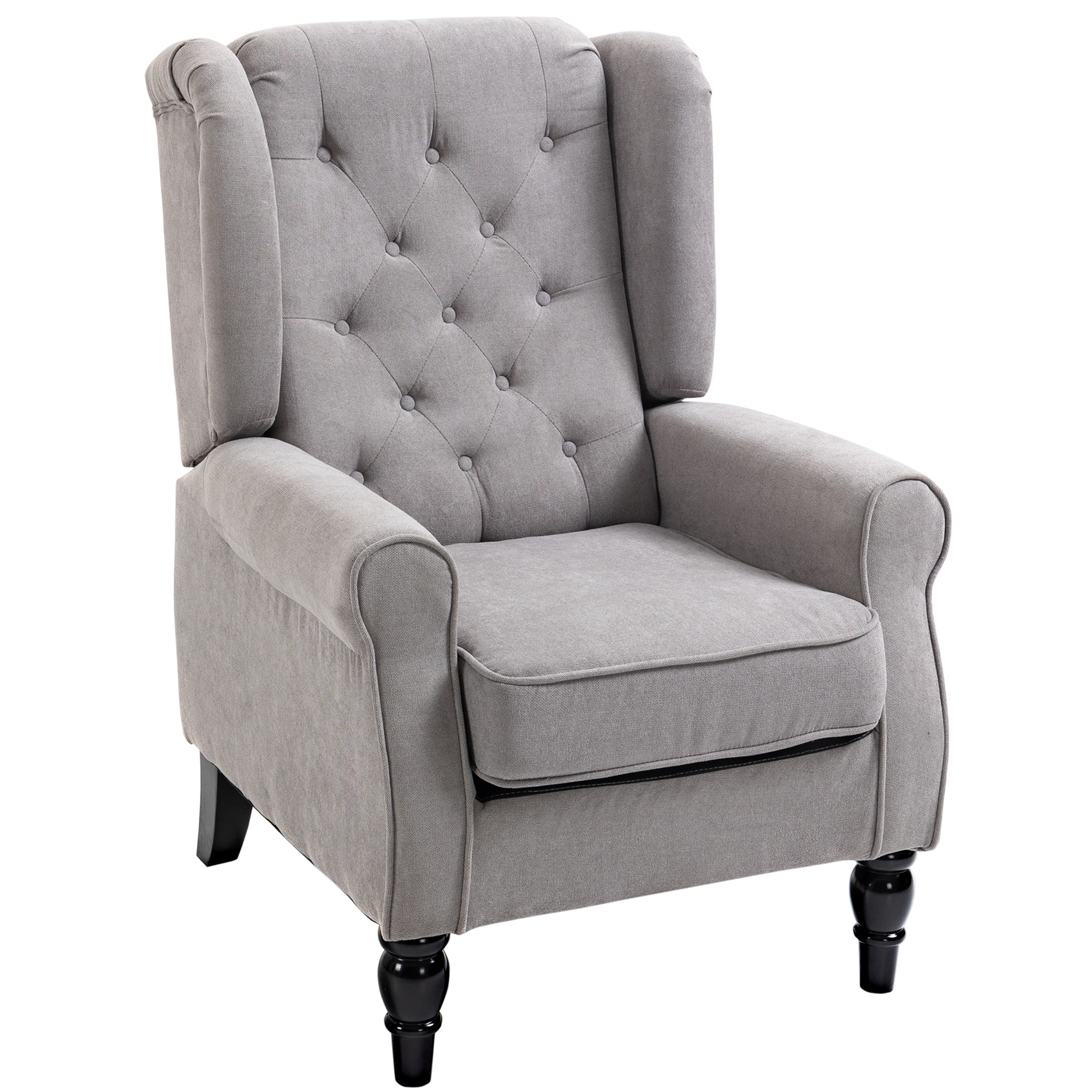 HOMCOM Ohrensessel Sessel mit Tufting, hoher Rückenlehne, Gepolstert Loungesessel mit abgerundeten Armlehnen, Holzbeine, für Schlafzimmer, Wohnzimmer, bis 160 kg, Grau