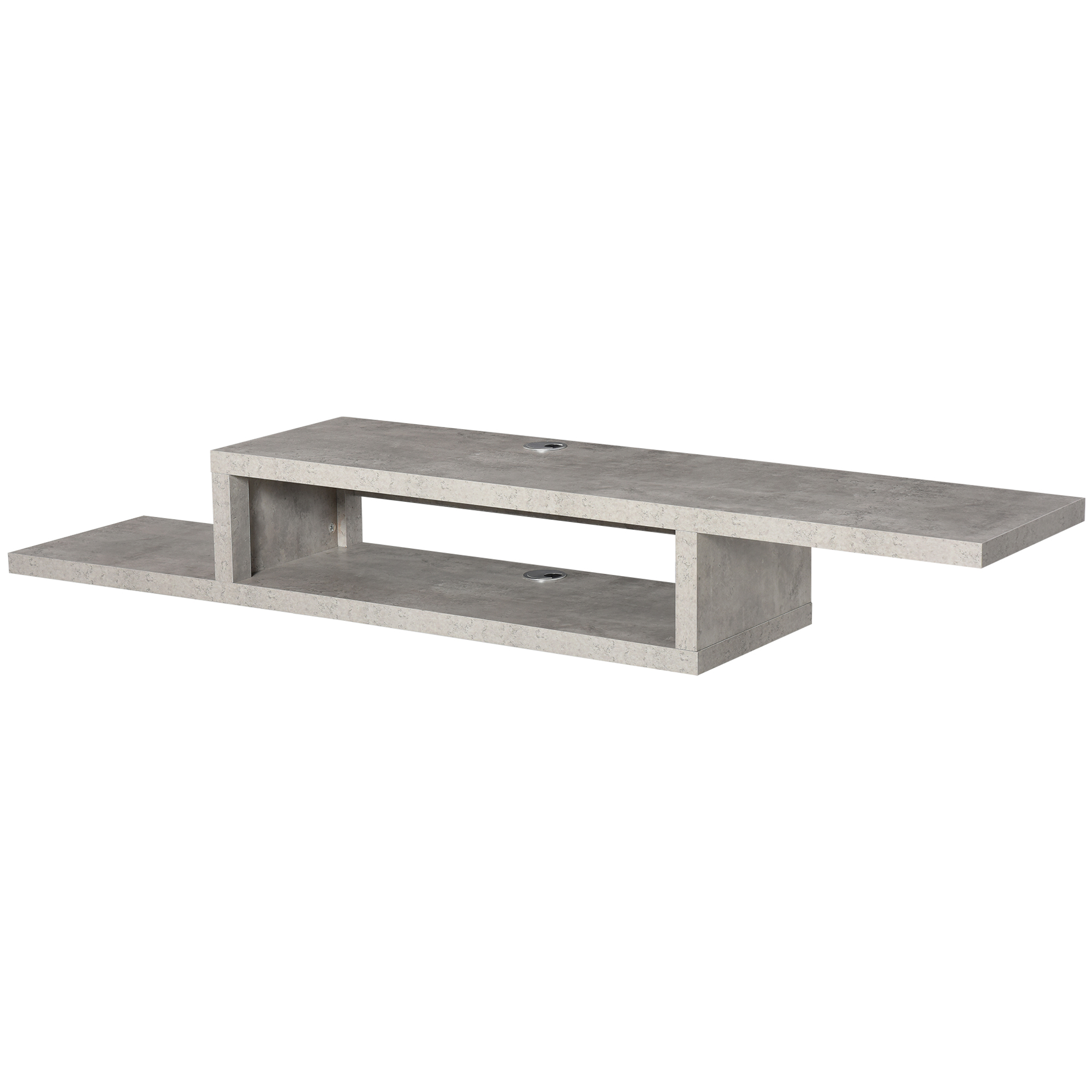 HOMCOM TV Lowboard Hängeboard Hängend Multimedia Wandregal TV Rack Multimedia Konsole für Wohnzimmer Schlafzimmer Spanplatte Zementgrau 152,4 x 29,8 x 21 cm