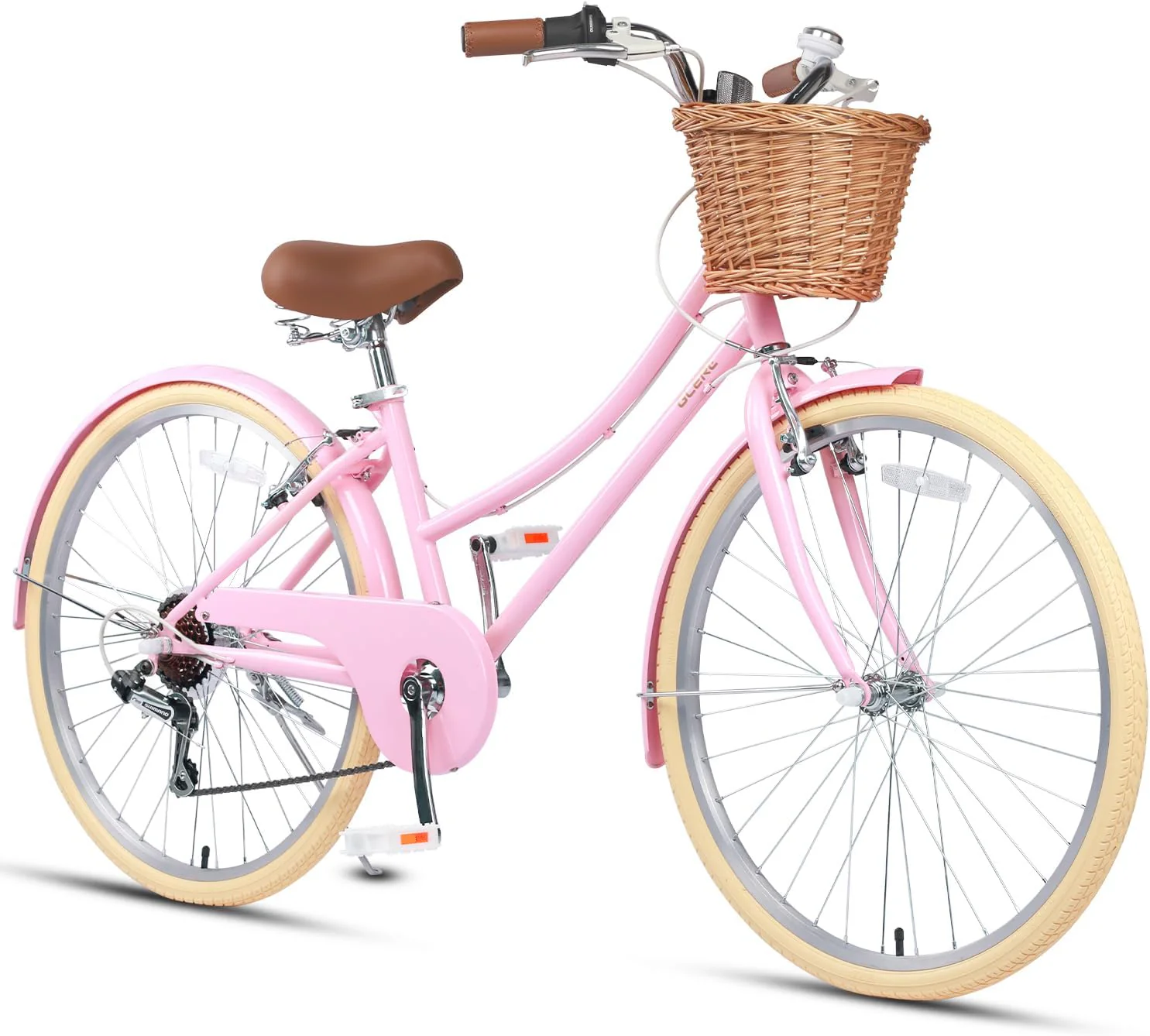 Glerc Missy 20 24 26 Zoll M?dchen City 6-Gang Hybrid Cruiser Fahrrad mit Weidenkorb f��r Jugend ��ber 6-Jahre alt, mehrere Farben