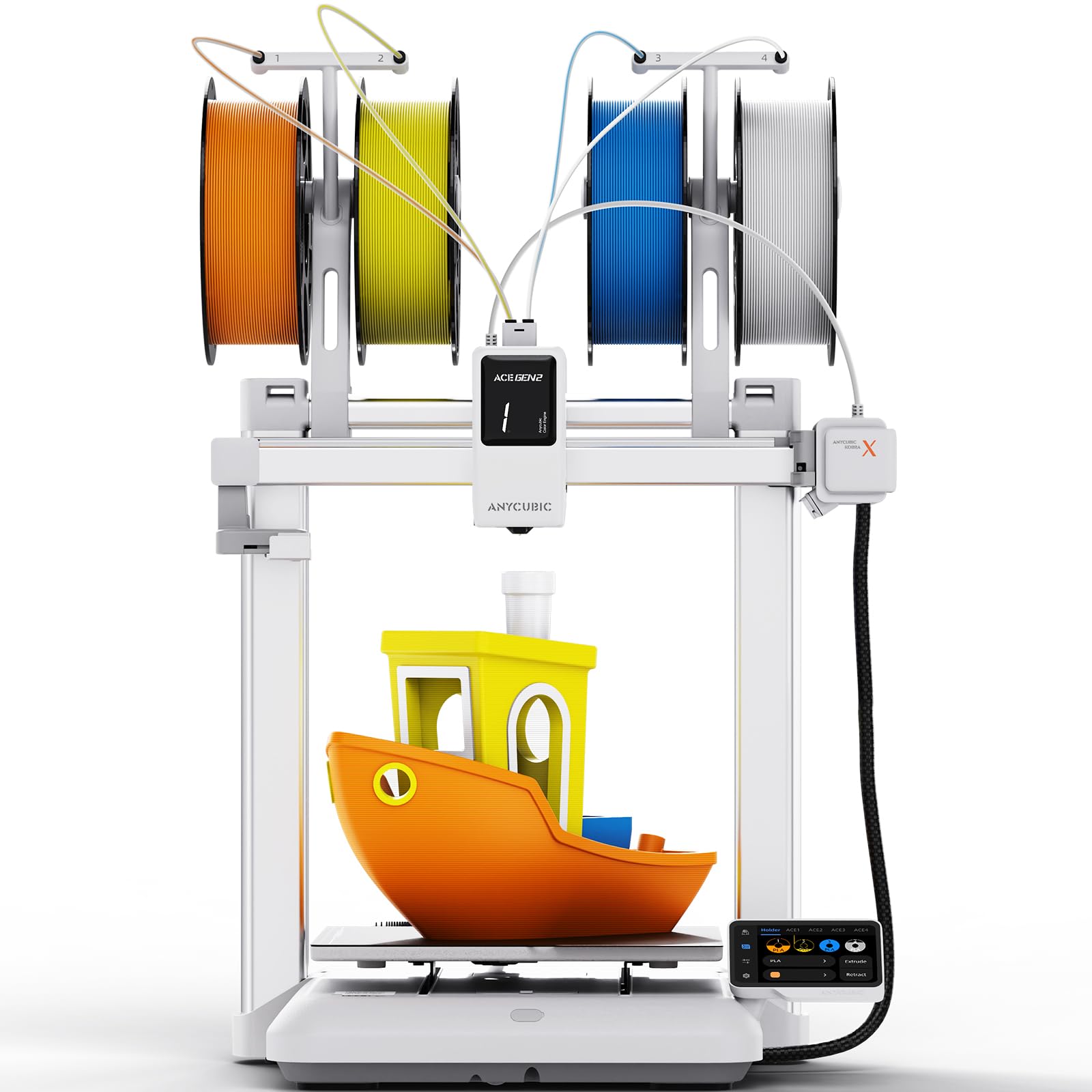 3D-Drucker Anycubic Kobra X mit 600 mm/s Druckgeschwindigkeit und ACE GEN 2 Mehrfarben-Extruder