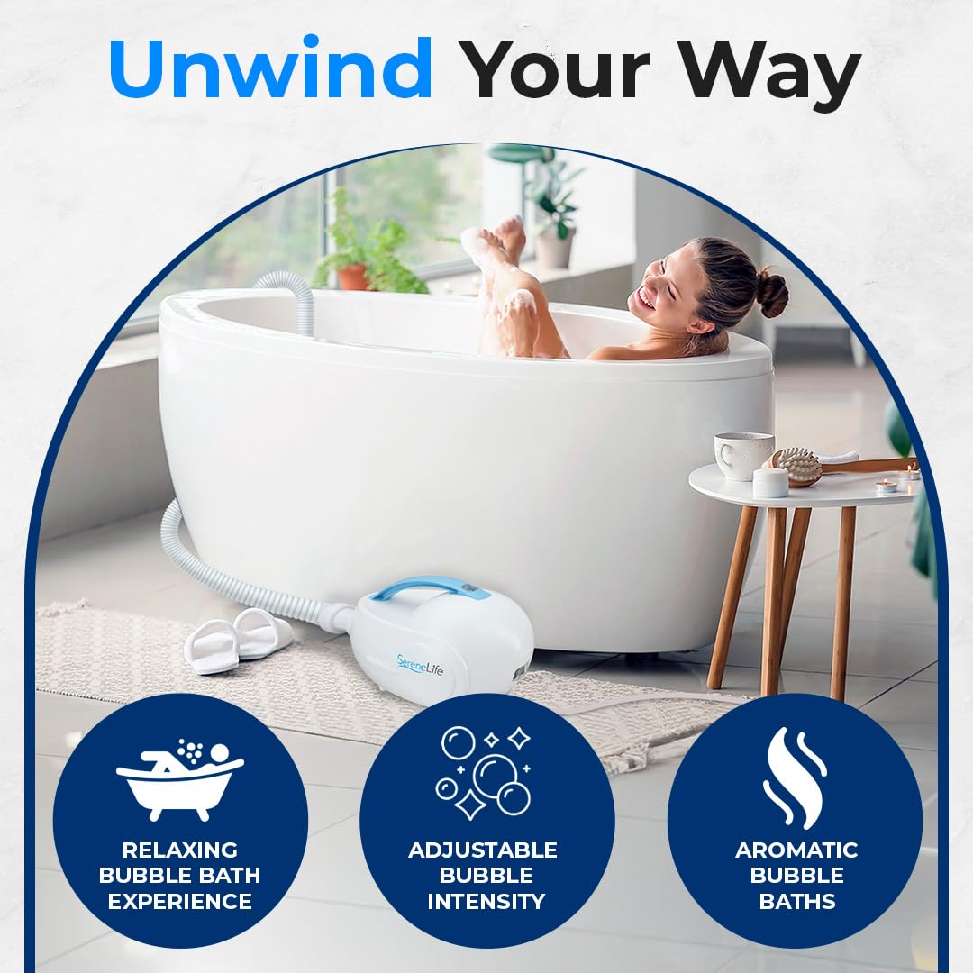 SereneLife Bubble Bath Mat, Non-Slip Bathtub Mat with Remote Control