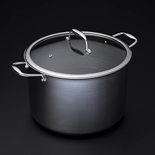 HexClad Pentola ibrida antiaderente da 10 litri con coperchio in vetro temperato, lavabile in lavastoviglie, adatta a induzione, compatibile con tutti i piani cottura : Amazon.it: Casa e cucina