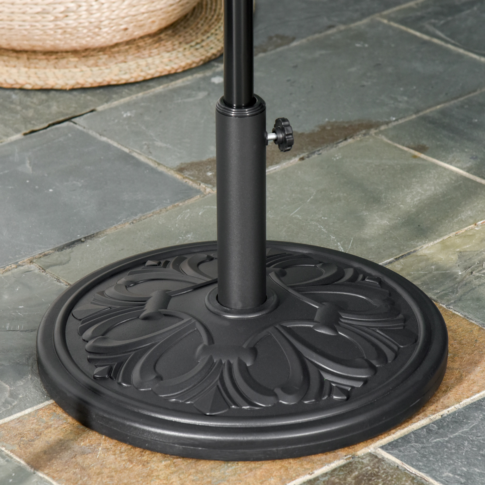 Outsunny Sonnenschirmständer 13 kg Schirmständer Schirmstangen mit 35 mm/38 mm/48 mm Durchmesser Schirmhalter für Garten, Balkon, Antik Schwarz