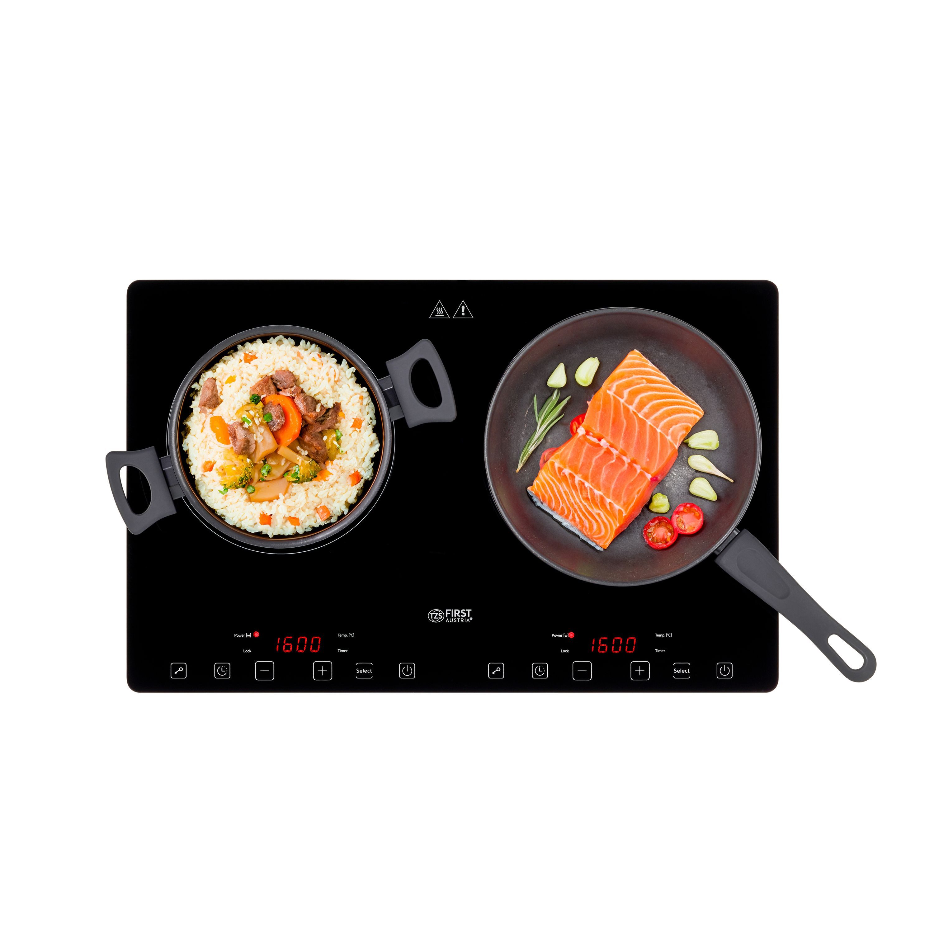Doppelkochplatte Induktionskochplatte doppelt, 3400W, Slim-Design, Timer, Mobil