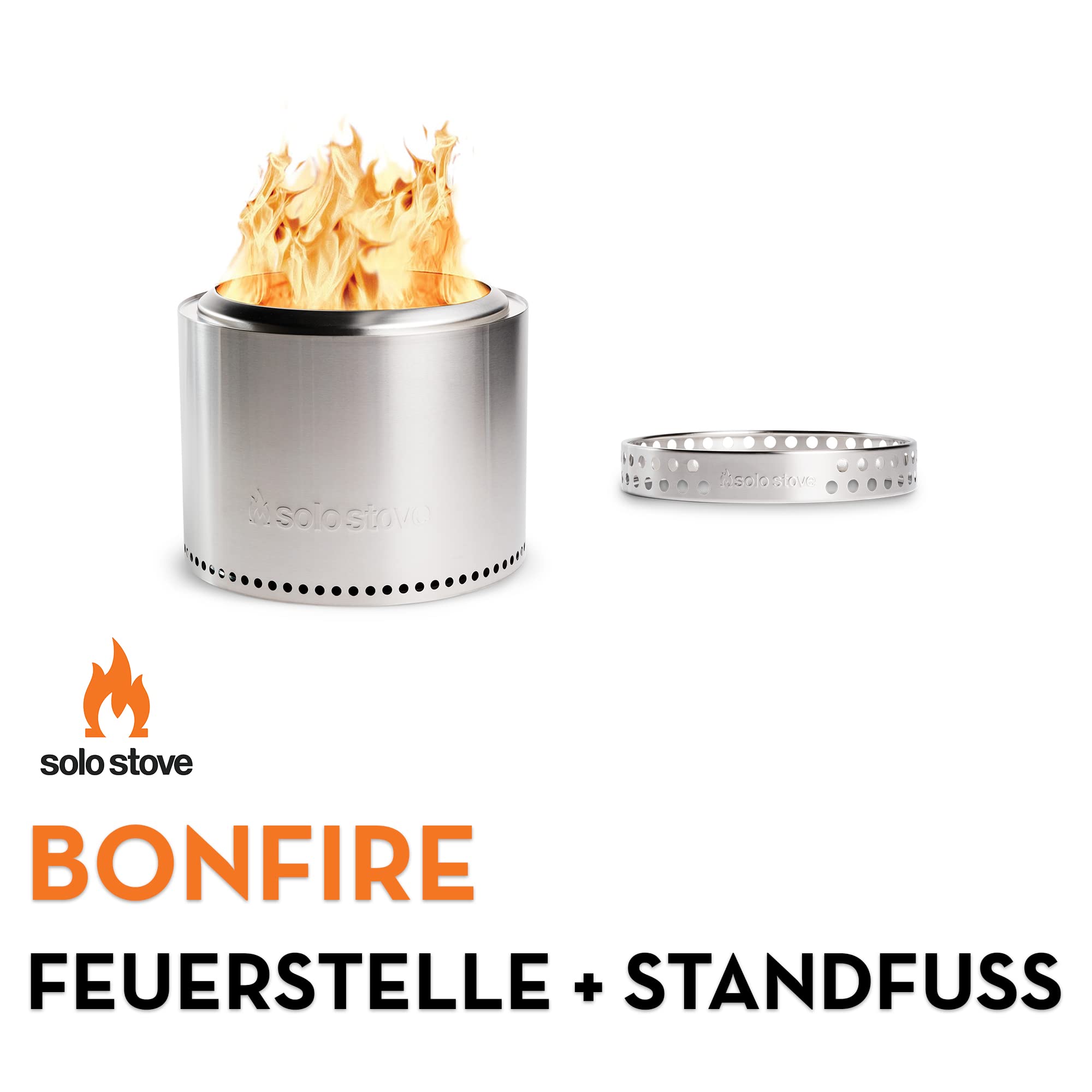 Solo Stove Feuerschale Bonfire 1.0 Outdoor Kamin Edelstahl Standfuß raucharm tragbar 49,5 cm Höhe 44,5 cm