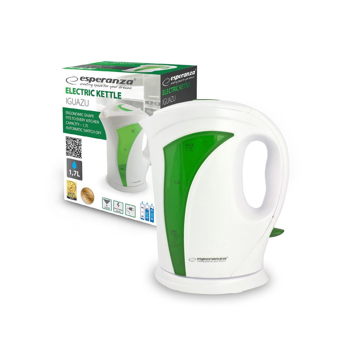 Wasserkocher Esperanza Iguazu Wasserkocher 1,7L Weiß-Grün