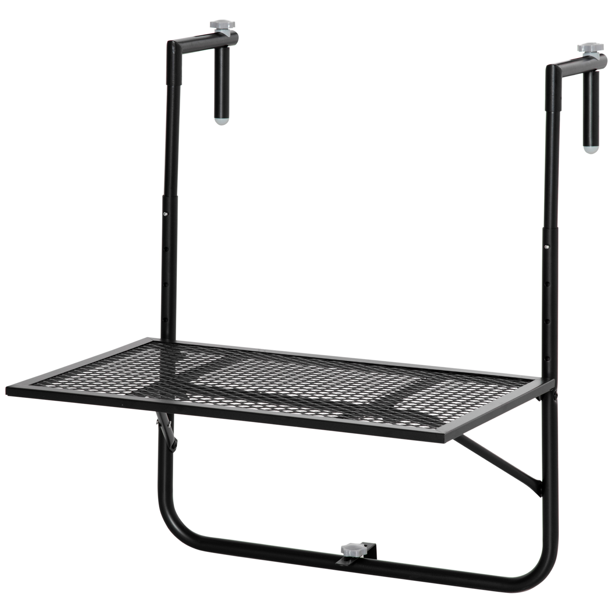 Outsunny Balkonhängetisch klappbar 4-fach höhenverstellbarer Hängetisch aus Metall wetterfest Balkontisch 60x40 cm Schwarz
