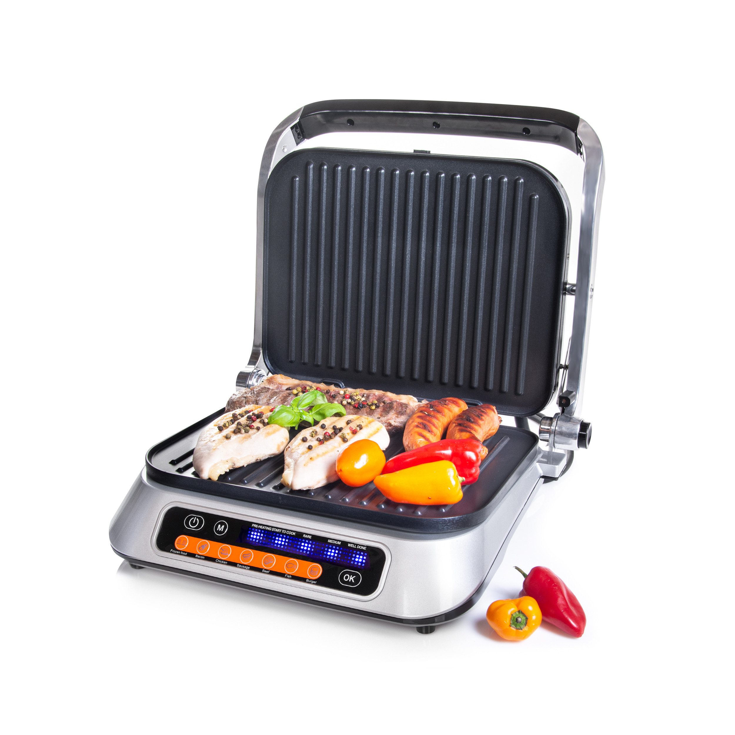Kontaktgrill Kontaktgrill digital, Tischgrill, 2100W, antihaftbeschichtete Platten