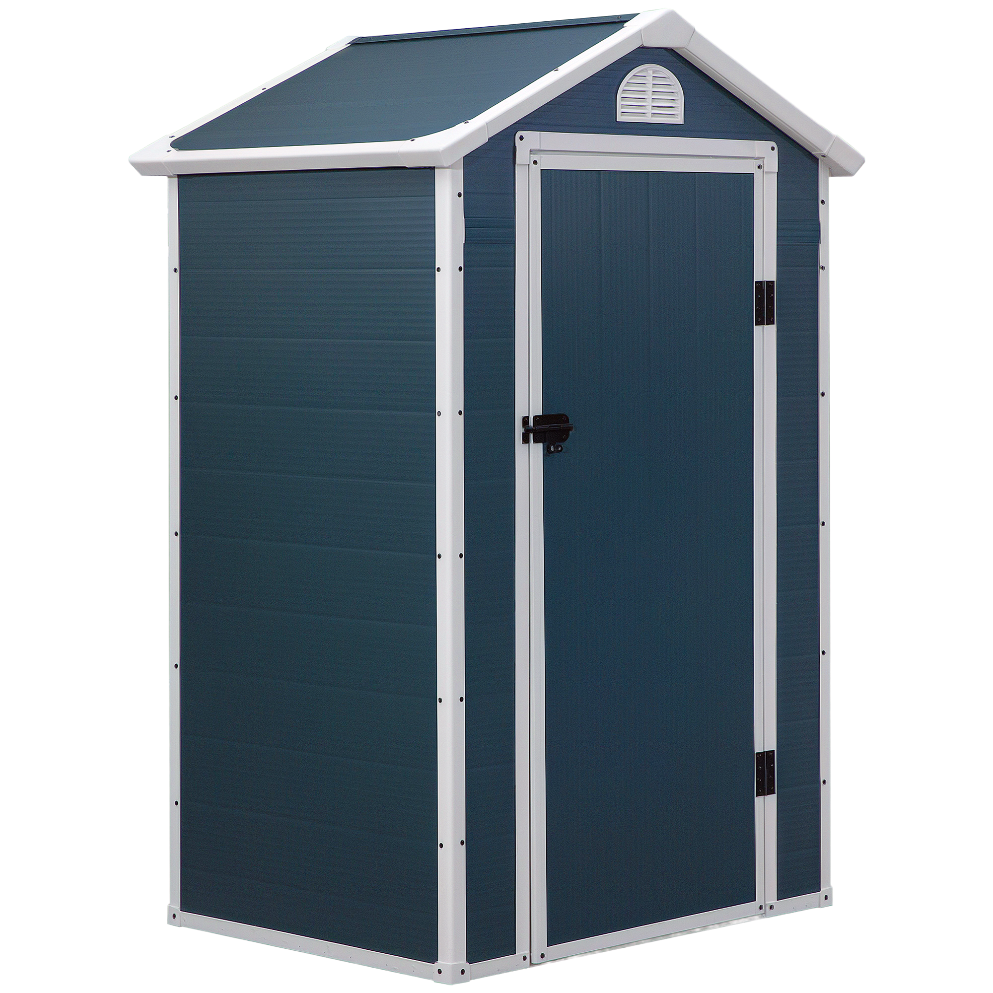 Outsunny Gerätehaus 1,9m² 134x104x204cm Geräteschuppen mit Satteldach Tür wetterfest Gartenhaus Outdoor Garten Schuppen Schrank für Hinterhof Außenbereich Dunkelgrau