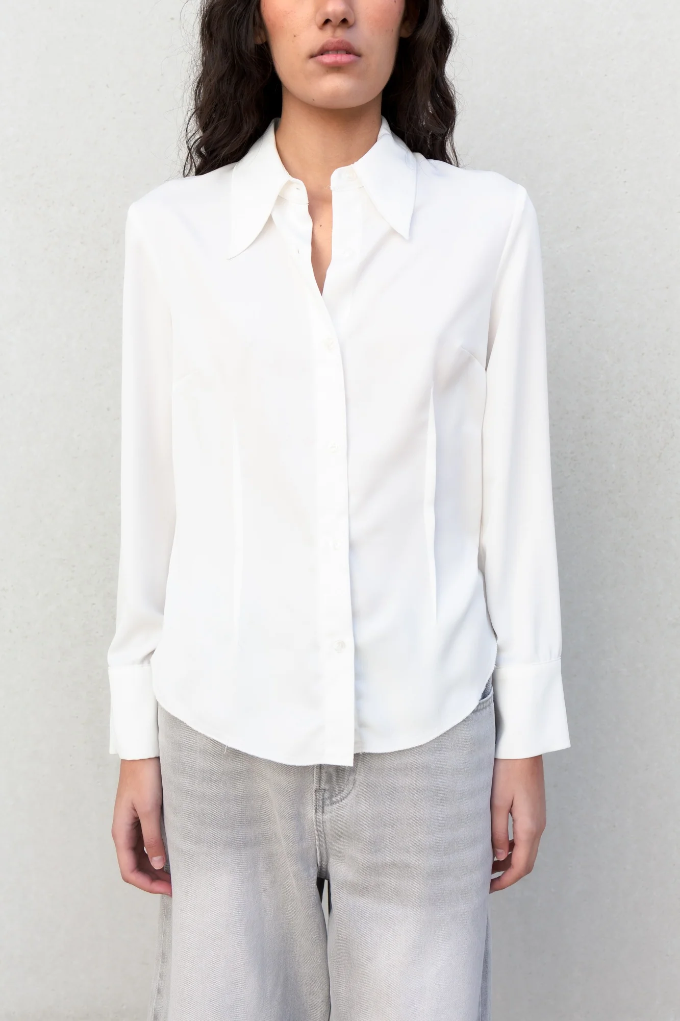 White Fitted Shirt with Darts | Sleek, Tailored & Timeless