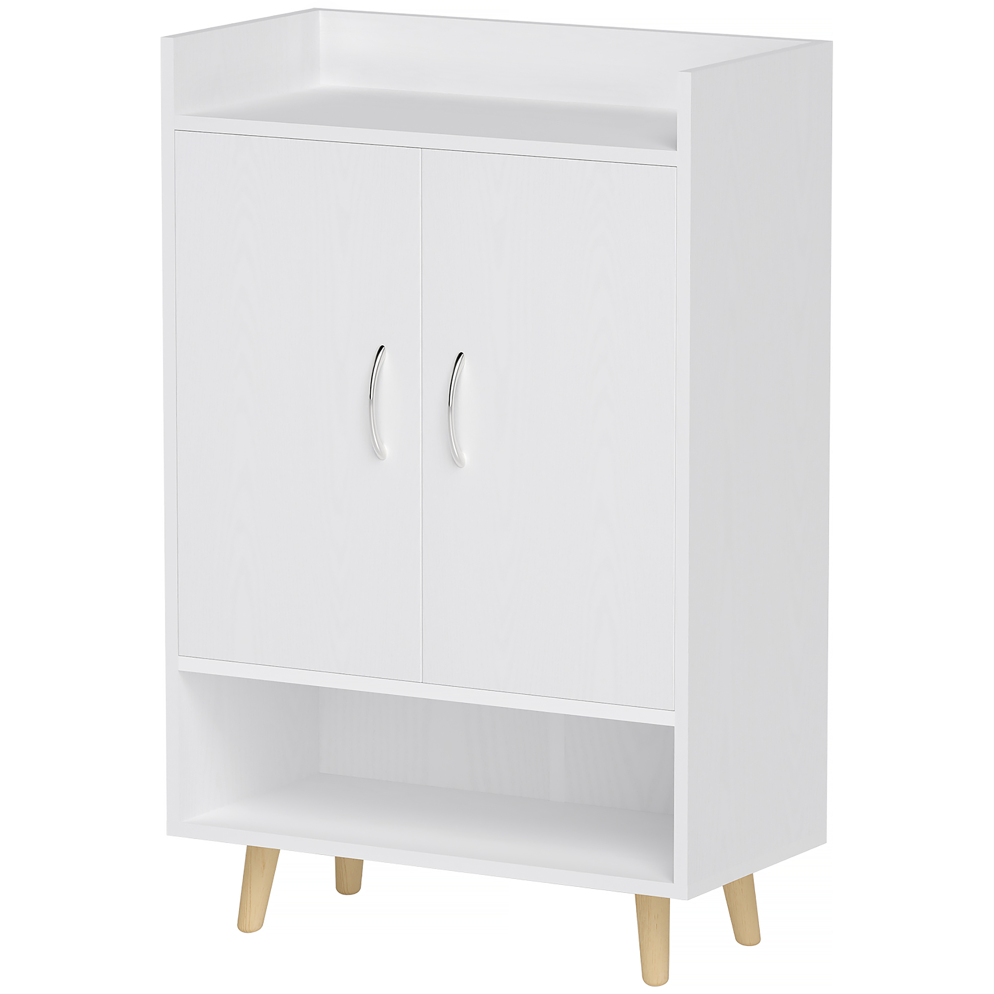 HOMCOM Schuhschrank, Schuhregal mit Türen und Regalen, für Flur, moderne Schuhkommode, Schuhablagen, 60 x 30 x 92 cm, Weiß