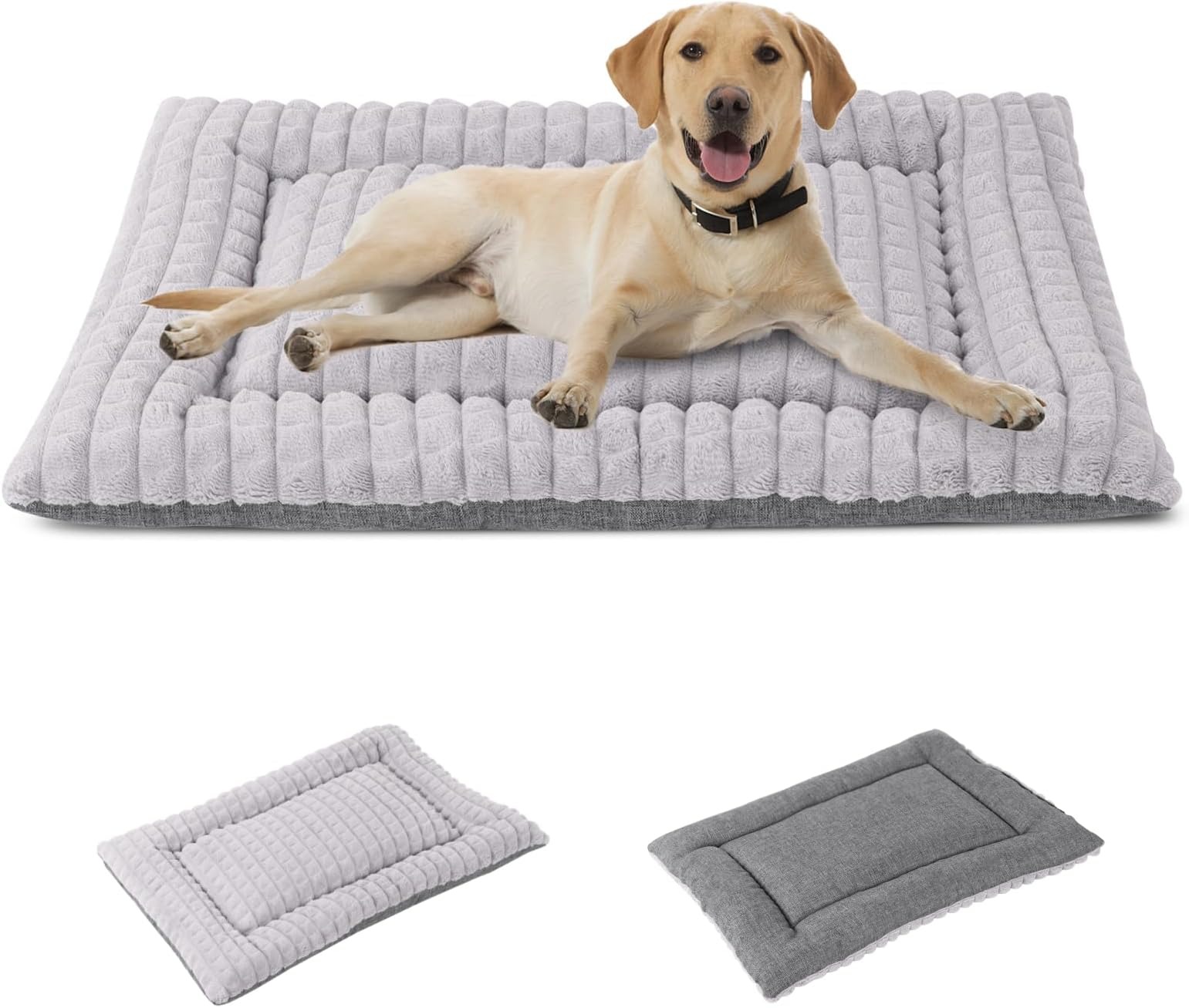 IEUUMLER Materasso per Cani, Cuscino per Cane Gatto, Pelosa Morbida Lavabile Doppio Uso Materasso per Grande Medio Piccolo Cani Gatti FC014 (Grigio,106 * 71cm)