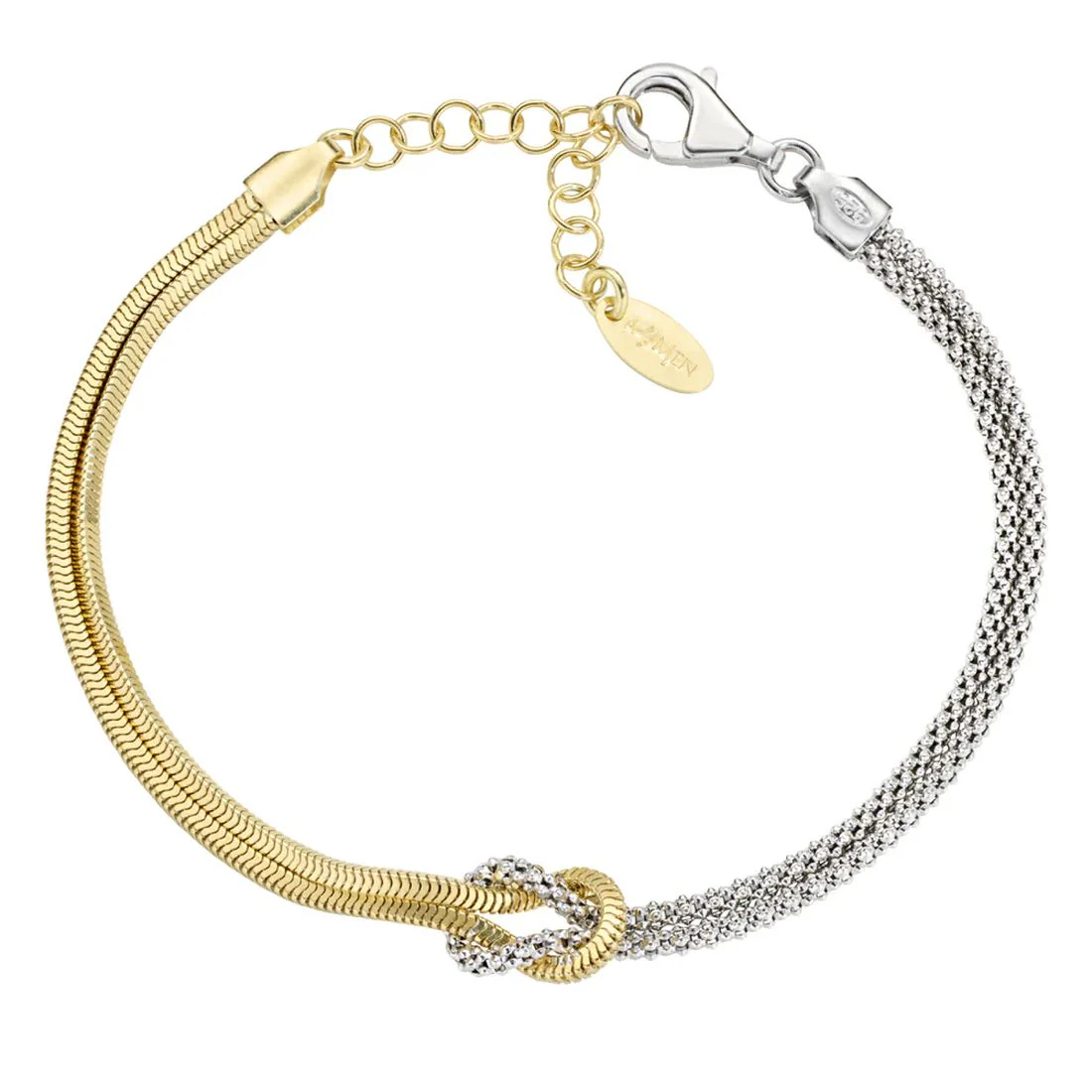 Bracciale Amen in argento bicolore Nodo d'Amore BRNOAMBG