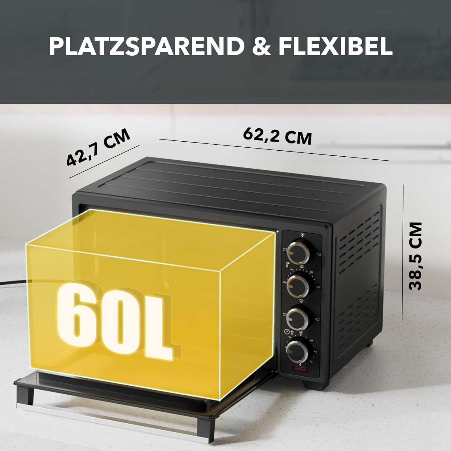 Minibackofen HMO 8407 Backofen mit Umluft 60L