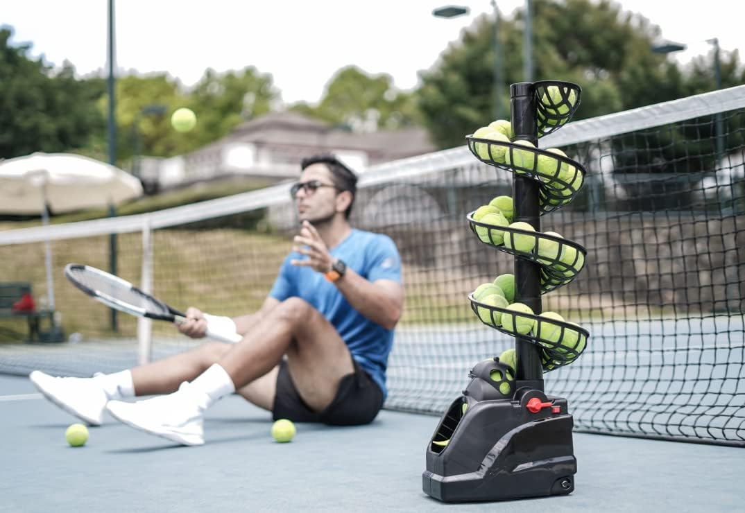 Tennisbälle Maschine(Maximal 30 Bälle),Tennisball Trainer für selbsttraining,Anfänger/Kinder/Lehrer/Zuhause/Gericht,genaue effiziente Ballwurfmaschinen für alle Stufen/Alter,AC&Batterie&USB-Kabel