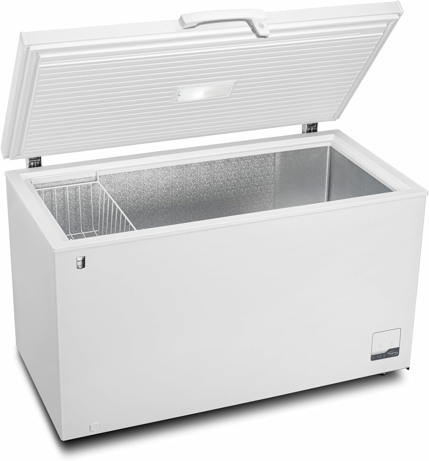 METRO Professional Congelatore a pozzetto GHF2400, acciaio/alluminio, 136.5 x 73.5 x 83.5 cm, 130 W, 1 cestello, illuminazione a LED, con serratura, bianco (400 L)