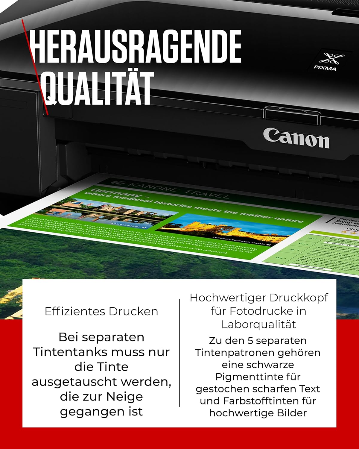 Canon PIXMA iX6850 Drucker Farbtintenstrahl Multifunktionsgerät DIN A3+ (Bürodrucker, Fotodruck, Textdruck, 9.600 x 2.400 DPI, WiFi, WLAN, USB, 5 Separate Tinten, Direktdruck, Print App) schwarz