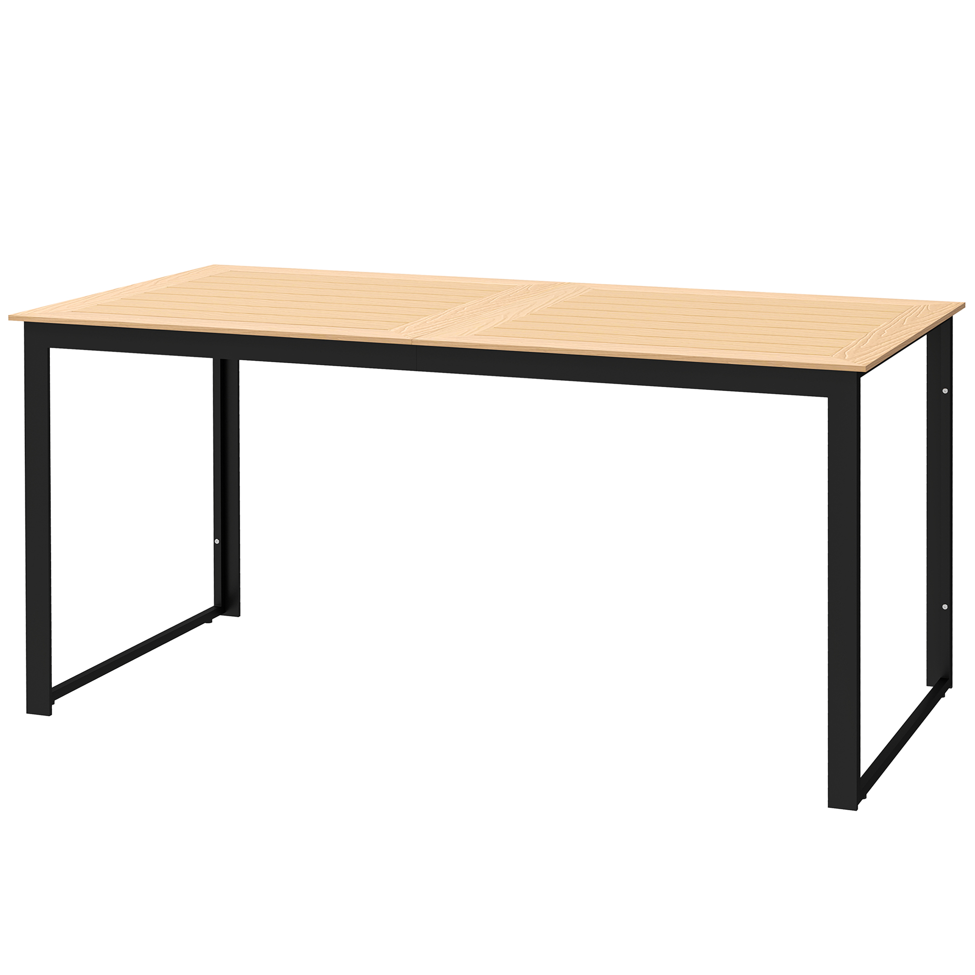 Outsunny Gartentisch für 6 Personen 160 x 80 cm Wetterfest Balkontisch mit Lamellen-Tischplatte, Buffettisch Outdoor Teak