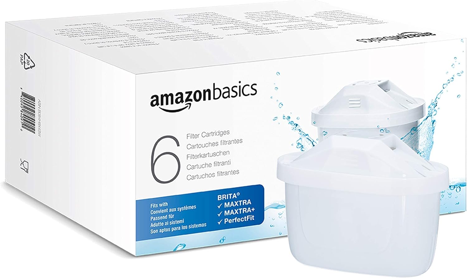 Amazon Basics Filtri per acqua, confezione da 12, adatto e compatibile con tutte le caraffe BRITA, incluse le caraffe PerfectFit e Amazon Basic