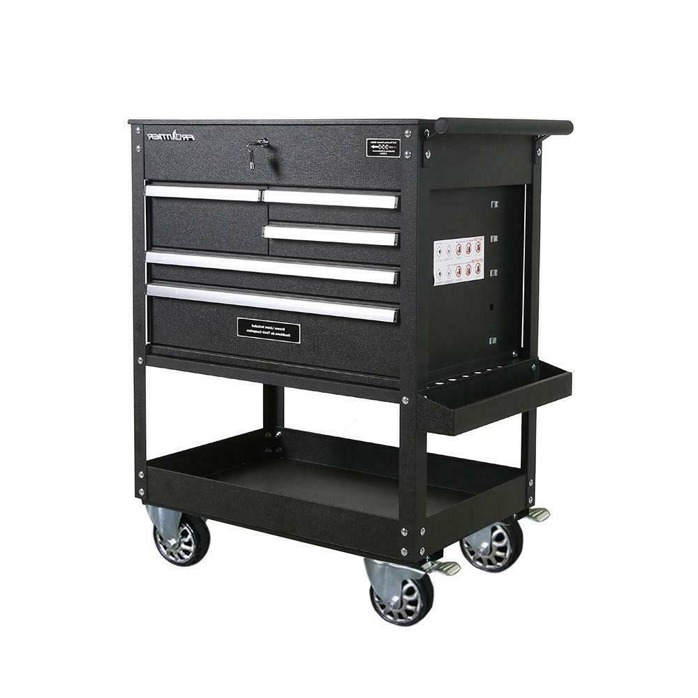 32.75 in. 5 Drawer Tool Utility Cart in Black