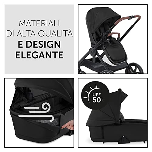 hauck Passeggino 2in1 Walk N Care Air Set   Culla Neonato con Ruote ad Aria, Seduta Reversibile e Reclinabile   Altezza Regolabile   Fino a 25kg   Nero : Prima infanzia