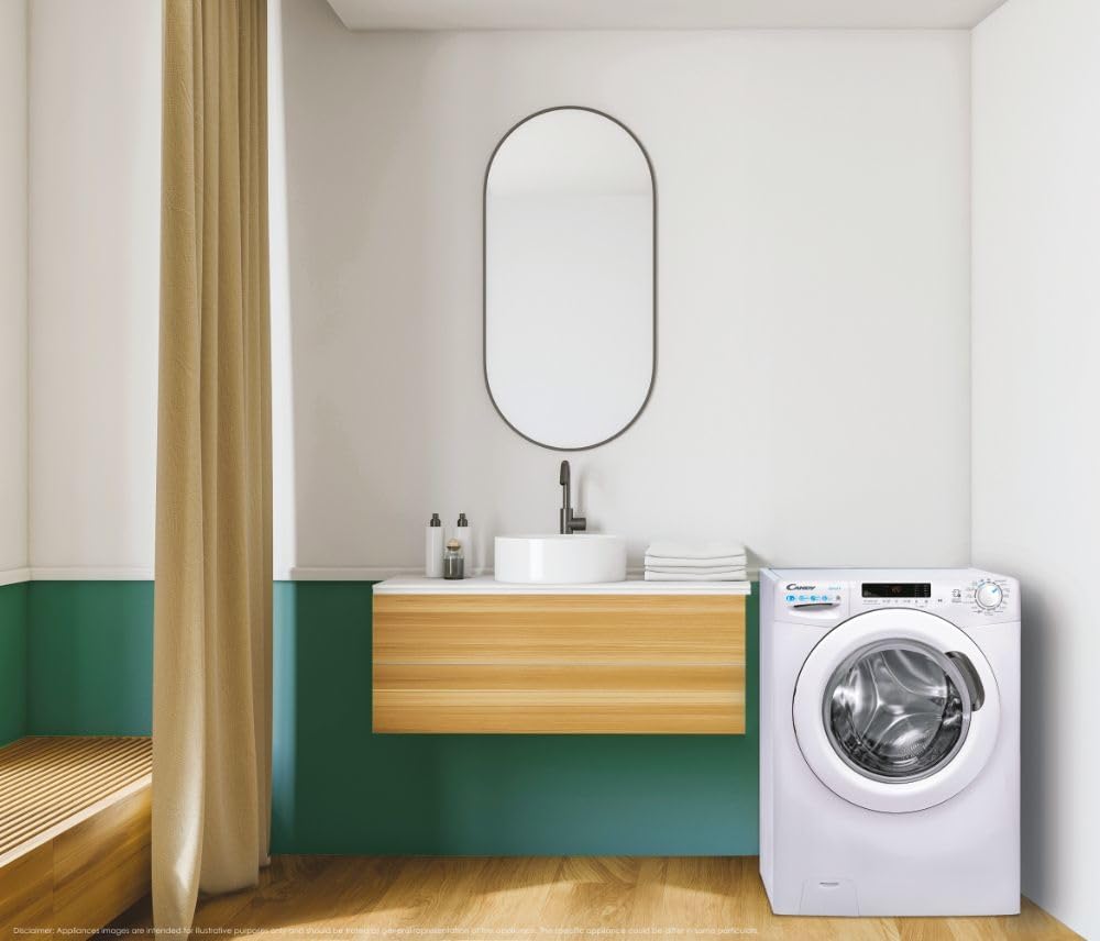 Candy Smart CSWS4852DW3/1-11, Lavasciuga a carica frontale, 8+5 KG, Classe D, 1400 giri, 79 dB, Partenza Ritardata, 16 programmi, Bianco, AxLxP 85x60x53 cm