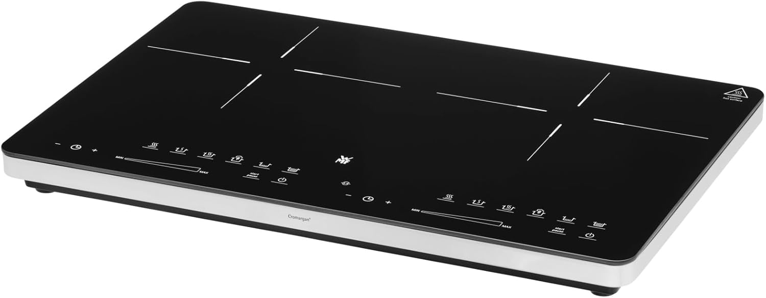 WMF Kult X Doppel- Induktionskochfeld 2 Platten, Kochplatte bis 28 cm, 2 Kochzonen, 8 Stufen, Topferkennung,Touch-Display, Glaskeramik, Timer-Funktion, 3500 W