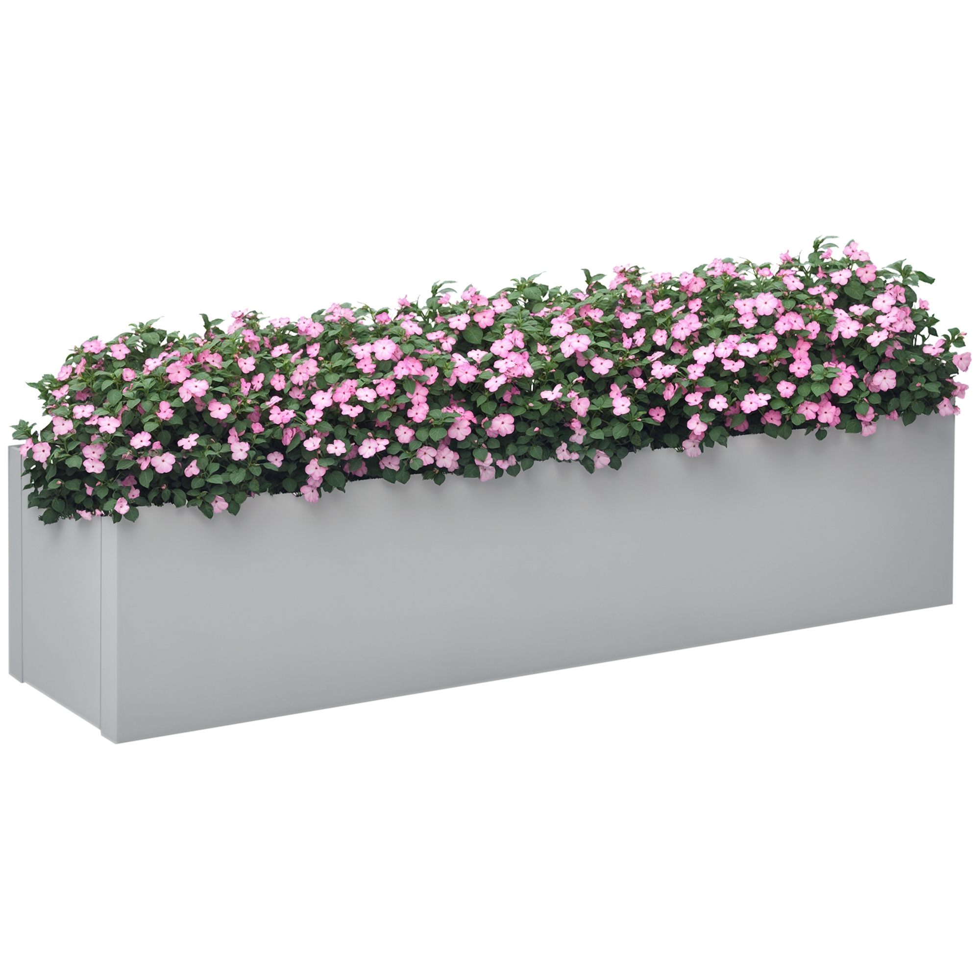 Outsunny Pflanzkübel, lackierter Stahl, wetterbeständig, 91 cm x 22 cm x 22 cm, Grau