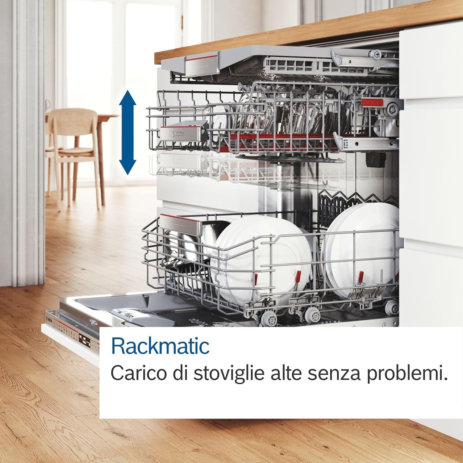 Bosch Elettrodomestici SMV4ECX21E Serie 4, Lavastoviglie da incasso a scomparsa totale, Home Connect, EfficientDry, InfoLight, Programma Preferito, 60 cm