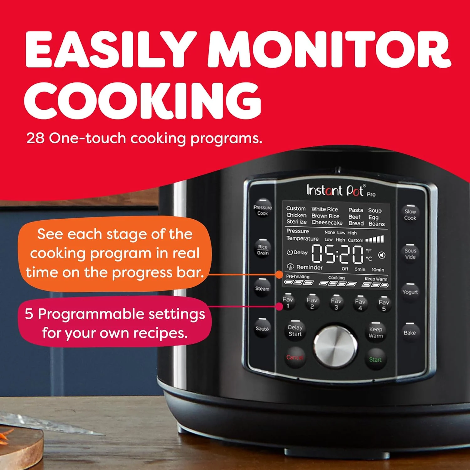 10-in-1 Pressure Cooker, Slow Cooker, Rice/Grain Cooker, Steamer, Sauté, Sous Vide, Yogurt Maker, Sterilizer, and Warmer, Includes App With Over 800 Recipes, Black